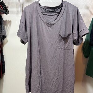 Casual Gray V-Neck Blouse